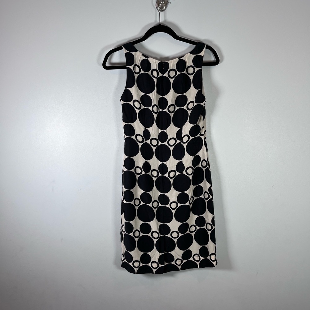 Ice 100% silk women’s black and cream geometric print midi dress Lined Size 4 - Picture 3 of 10